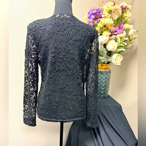 Croft & Barrow Black Lace Blouse with Long Sleeves - Picture 3 of 5
